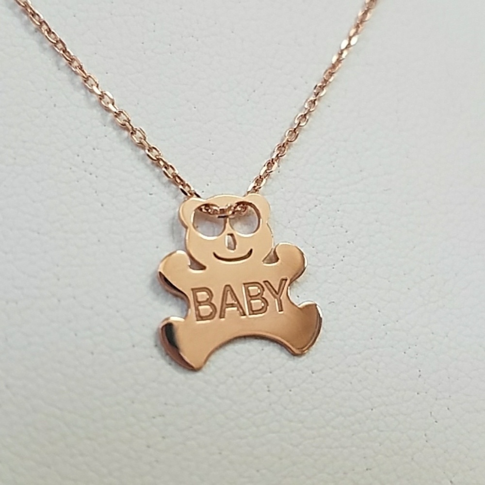 Rose Gold Plated BABY 2pc set Necklace. - Picture 3 of 7